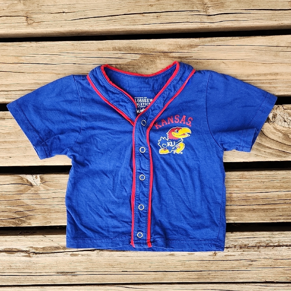 Kids Blue Kansas Jayhawks Jersey by Colosseum KU Baby Gameday Blue Red 3-6 Mo